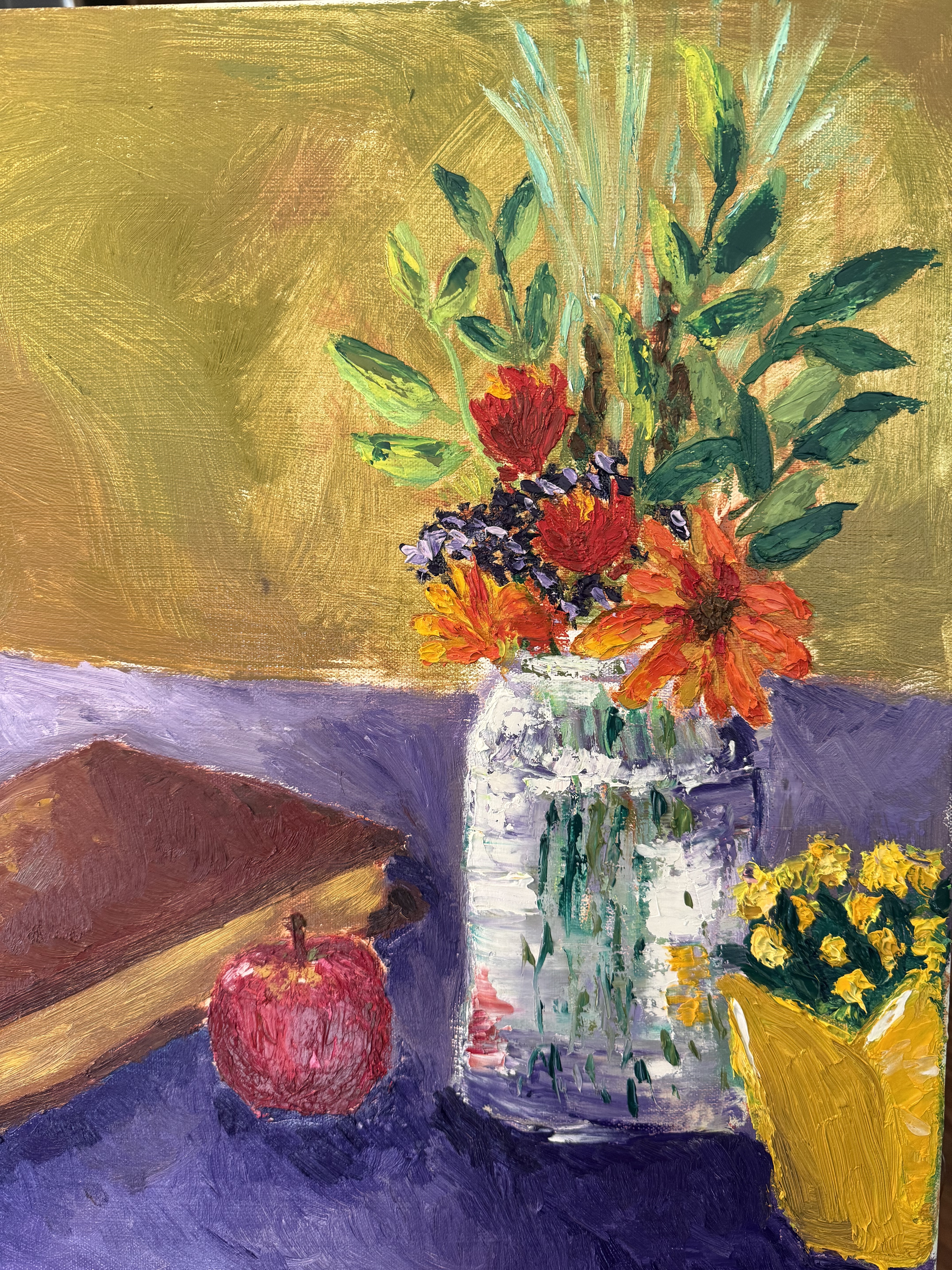 apple and flowers still life